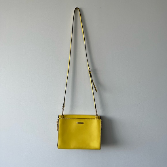 Rebecca Minkoff crossbody envelope purse in yellow with animal print detail - Picture 3 of 11